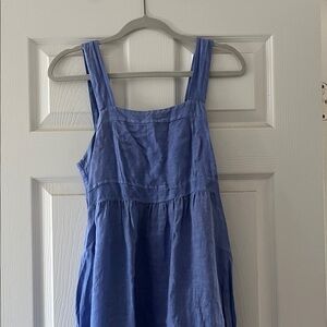Linen Cornflower Blue Sleeveless Dress